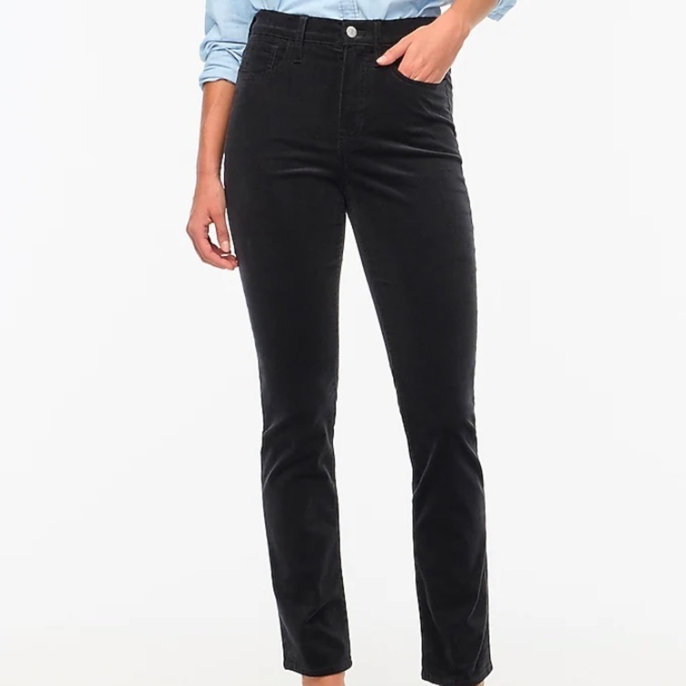 J Crew Forest Green High Waist Straight Leg 30/32 Corduroy Flex Trousers